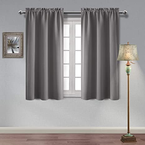 Hiasan Thermal Insulated Blackout Curtains Sun Blocking and Energy Saving Room Darkening Window Curtains for Living Room and Bedroom, 38 x 54 Inches, Grey, 2 Curtain Panels