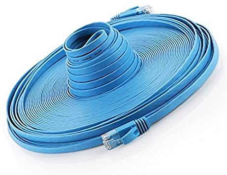 TBMax Internet Cable 50 ft, Lightweight and Durable Flat Design with Integrated Molding RJ45 Connectors (Snagless), High Speed Cat6 Patch Cables for Computer Ethernet Network, Blue