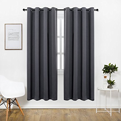 Anjee Grey Blackout Curtains (2 Panels), Light-Lock 2.0 Series Thermal Insulated Grommet Window Curtain Draperies for Living Room and Bedroom, W52 x L84 Inches