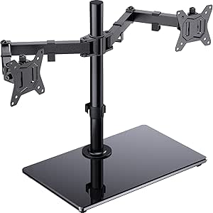 ErGear Dual Screen PC Mount for 13-32 Inch Screen with Solid Construction, Smooth Motion Base, Screen Support ±45° Tilt, 180° Tilt, 360° Rotation, Maximum Weight 8 kg