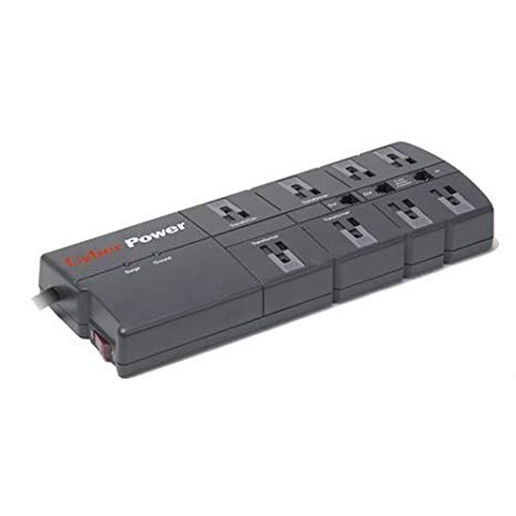 Cyberpower 850 8-Outlet Surge Suppressor - 2400 Joules 15A RJ11 EMI/RFI