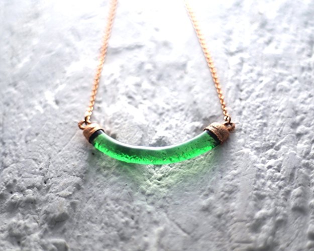 Recycled Jameson Irish Whiskey Bottle Necklace - Recycled Glass and Copper