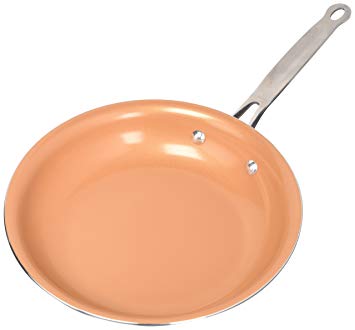 Red Copper 10 inch Pan by BulbHead Ceramic Copper Infused Non-Stick Fry Pan Skillet Scratch Resistant Without PFOA and PTFE Heat Resistant From Stove To Oven Up To 500 Degrees