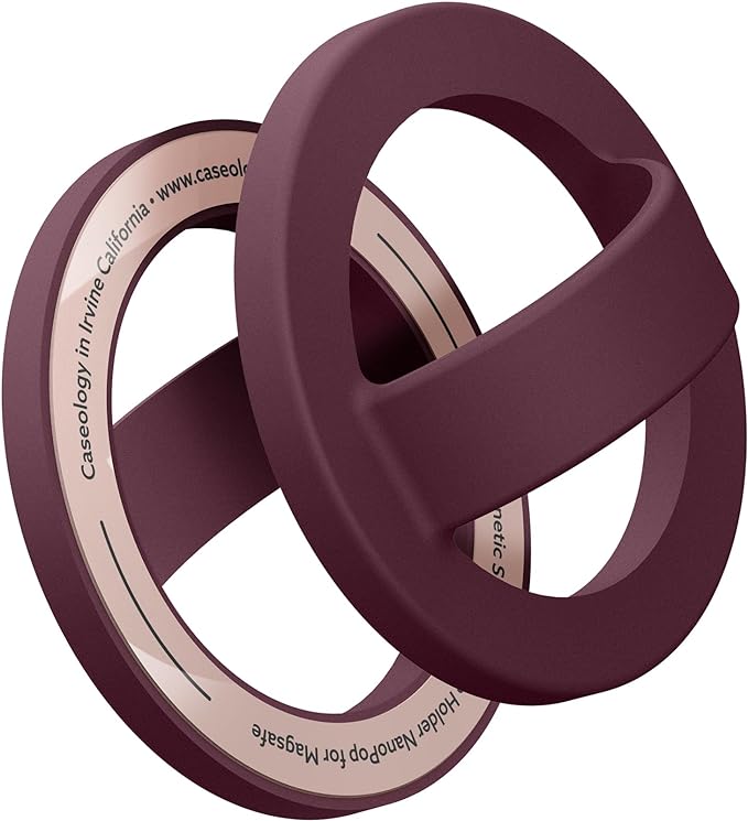 Caseology Nano Pop Magnetic Phone Ring Holder [Built - in Magnet] Compatible with Magnetic Compatible with iPhone 14/13/12 Series (2022) - Burgundy Bean