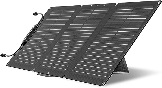 EF ECOFLOW 60W Portable Solar Panel for Power Stations, Camping, Backup Lightweight Foldable Solar Panel with Supporting Stand, High 23.4% Converting Monocrystalline Cells IP68 Waterproof