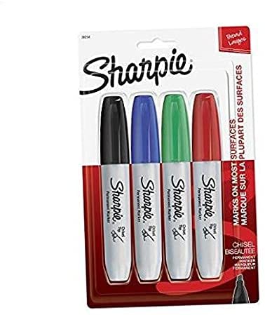 Permanent Markers, Chisel Tip, Classic Colors, 4 Count Improved Version (4-Count)