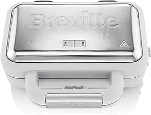 Breville Sandwichera DuraCeramic con platos hondos | sandwichera para 2 rebanadas con temperatura variable, blanca [VST070X]