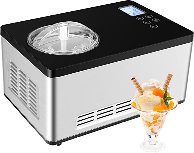 Costway Ice Cream Maker, 2.1-Quart Automatic Ice Cream Machine with LCD Timer Control Stainless Steel Electric Countertop Large Fruit Yogurt Ice-cream Machine