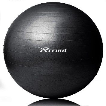 Reehut Exercise Ball - Anti-Burst Gym Ball for Yoga, Pilates & Physical Therapy - Slip-Resistant Stability Balls for Safe, Comfortable In-Home Fitness - Air Pump Included - Eco-Friendly