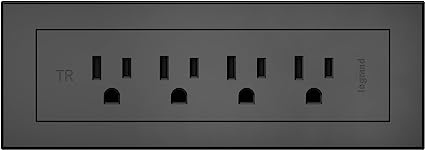 Power Strip by Wiremold, Under Desk Power Strip, Mountable Power Strip, Furniture Power Outlet, 15 Amp, 4 Outlets, Black, 6 Feet