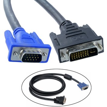 HDE DVI 24 5 (DVI-I) male to VGA male Cable - 1.5M (5-Feet)