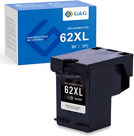 G&G Remanufactured Ink Cartridges Replacement for HP 62XL 62 XL use with HP OfficeJet 5740 5741 5745 5746 250 Envy 5540 5542 5660 5643 7645 7640 (Black, 1-Pack)