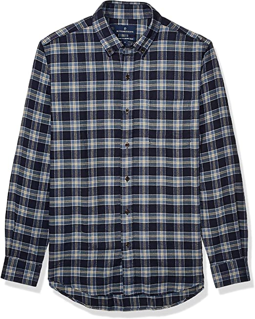 Buttoned Down Men's Standard Tailored Fit Supima Cotton Plaid Flannel Sport Shirt