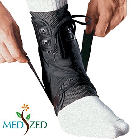 MEDIZED Ankle Stabilizer Brace Support Guard Protector Sports Safety Foot Strain Stirrup Compression Strap Speed Lacer Soccer Baseball Netball Volleyball