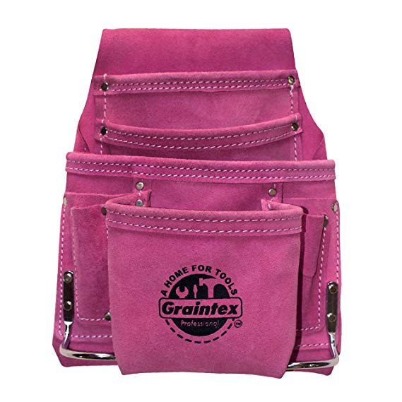 Graintex SS1186 Pink Leather 10 Pocket Tool Pouch