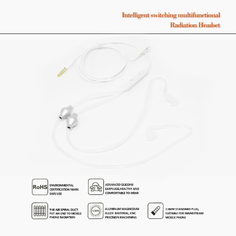 Exotic life 3.5mm Stereo Air Tube Stereo Wired Anti-radiation Binaural Headsets Noise Isolating Earbuds With Microphone for Mobilephone
