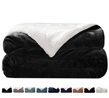 LIANLAM Sherpa Fleece Blanket Queen Size Dual Sided Blanket Super Soft and Warm Fuzzy Plush Cozy Luxury Bed Blankets Microfiber (Dark Grey, 90"x90")