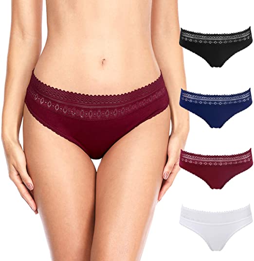 ATTRACO Women's Cotton Bikini Panties Cozy Underwear Low-Rise Panties 4 Pack