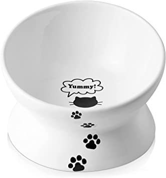 Y YHY Cat Bowl, Raised Tilted Cat Food Bowls, Elevated Cat Bowls Anti Vomiting, Ceramic Pet Food Bowl for Flat-Faced Cats, Small Dogs, Protect Pet's Spine, Prevents Whisker Fatigue, Dishwasher Safe