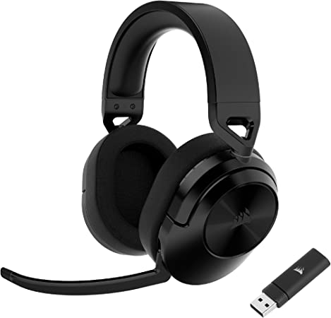 Corsair HS55 Wireless Gaming Headset - Low-Latency 2.4GHz Wireless or Bluetooth®, Dolby® Audio 7.1 Surround Sound, Lightweight, Omni-Directional Microphone, On-Ear Audio Controls - Carbon