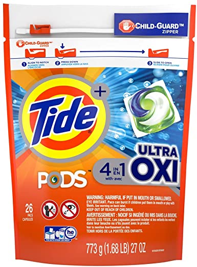 Tide Pods Ultra Oxi Liquid Detergent Pacs, 26 Count