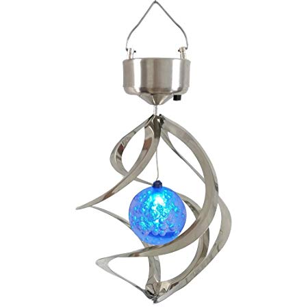 StillCool Solar Wind Chime LED Colour Changing Hanging Wind Light Waterproof Spiral Spinner Lamp for Garden Yard Lawn Balcony Porch