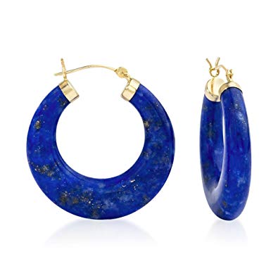 Ross-Simons Lapis Hoop Earrings 14kt Yellow Gold