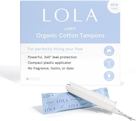 LOLA Organic Cotton Tampons, 60 Count - Light Tampons, Period Feminine Hygiene Products, HSA FSA Approved Products Feminine Care
