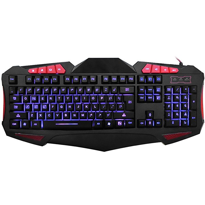 Keyboard, LED USB Wired Gaming Keyboard with 7 Adjustable Colorful Backlights