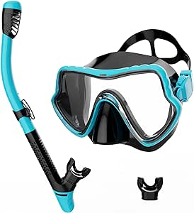 G2RISE SN02 Snorkel Set Adults - Scuba Mask Diving Goggles Dry Snorkeling Gear with Breath Easy Airflow Tech & Anti-fog Design（Comes with an Extra Mouthpiece）