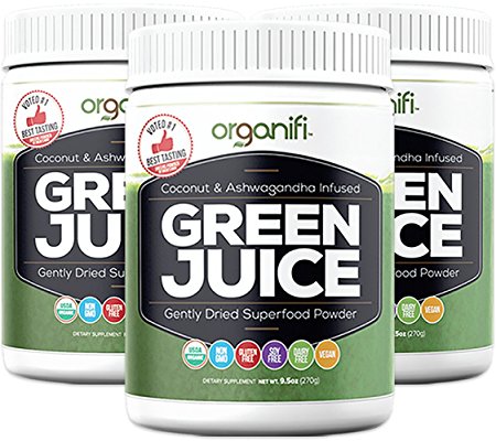 Organifi - Green Juice Super Food Supplement (270g) 30 Day Supply. USDA Organic Vegan Greens Powder by Organifi (3 Jar Value Pack)