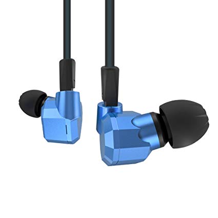KZ Earphones, OLLIVAN Quad Driver Headphones KZ ZS5 High Fidelity Bass Earbuds with Microphones (Blue with MIC)