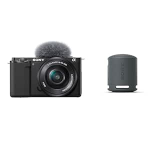 Sony Alpha ZV-E10L APS-C Camera (16-50mm Lens) with Wireless Bluetooth Speaker (SRS-XB100) | 24.2 MP vlog Camera | Made for Creators | Advanced Autofocus | Clear Audio & 4K Movie Recording - Black