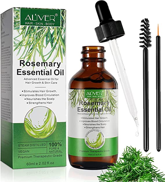 AL'IVER Rosemary Oil for Hair Growth (2.02 Oz), Rosemary Essential Oils, Organic Pure Rosemary Oil for Hair Loss and Dry Damaged Hair, Nourishment Scalp, Stimulates Hair Growth
