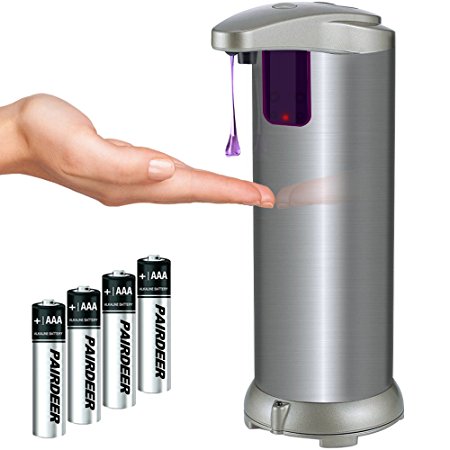Automatic Soap Dispenser, LOVIN PRODUCT Auto Sensor Touchless Soap Dispenser with Brushed Stainless-Steel, Fingerprint Resistant Coating, and Waterproof Base Perfect for use in Bathrooms. (1 PACK)
