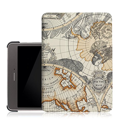 Samsung Galaxy Tab A 8.0 Case - Leafbook Samsung Tab A Case Ultra PU Leather Stand Cover Case with Auto Sleep/Wake Feature for Samsung galaxy Tab A 8 inch Tablet SM-T350 Case, White map