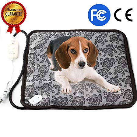 RIOGOO Pet Heating Pad, Dog Cat Electric Heating Pad Indoor Waterproof Adjustable Warming Mat with Chew Resistant Steel Cord