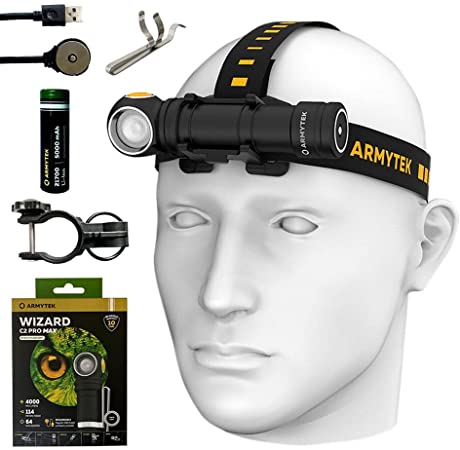 Armytek Wizard C2 Pro Max XHP70.2 LED Magnet Rechargeable Headlamp 4000 Lumens w/FREE Eco Sensa Magnetic USB charging cable included