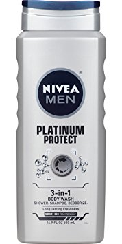 NIVEA Men Platinum Protect 3-in-1 Body Wash 16.9 Fluid Ounce