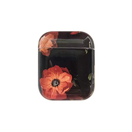 AirPods Case,Flower Rose Smooth Outside [No Dust] Shockproof Cover Case for Apple Airpods 2 &1,Kawaii Fun Cases for Girls Kids Teens Air pods (Rose/Black)