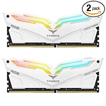 Team T-Force Night Hawk RGB 16GB (2 x 8GB) 288-Pin DDR4 SDRAM DDR4 3200 (PC4 25600) Memory (Desktop Memory) Model TF2D416G3200HC16CDC01 (White)