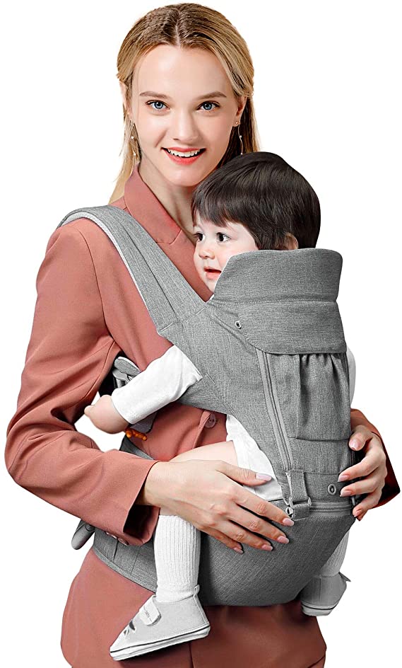 Baby Carrier, 6-in-1 Ergonomic Baby Carrier with Hip Seat, All Carry Positions Adjustable Baby Carrier Newborn to Toddler Infantino, Face-in & Face-out, Front & Back Carry- Comfortable for Dad/Mom