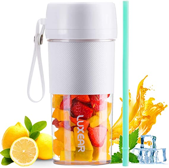 LUXEAR Portable Blender for Shakes and Smoothies, Cordless Mini Personal Size Blender with USB Rechargeable, BPA Free Ice Blender Mixer Juicer Cup for Home Office Sports Travel，350ML/12.3oz, White