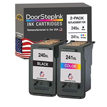 DoorStepInk Remanufactured in The USA Ink Cartridge Replacement for Canon PG-240XL 240 XL CL-241XL 241 XL Black Color 2Pk for Canon Pixma MG2120 MG322 MG3620 MX392 MX459 MX522 TS5120