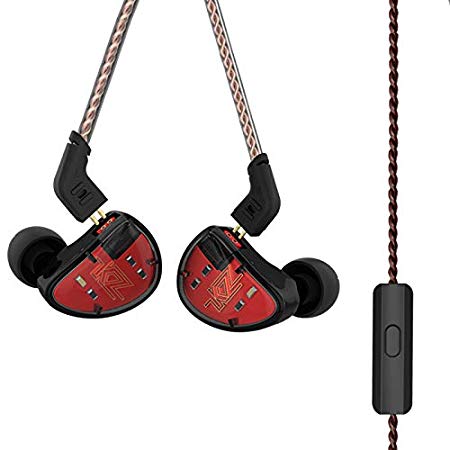 KZ AS10 Five-Driver Universal-Fit in-Ear Musicians' Monitors Stereo High Fidelity in-Ear Musicians Monitors with Removable Braided Audio Cable (Black with Mic)