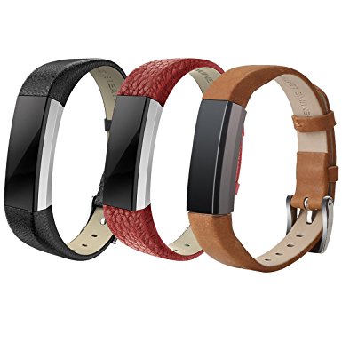 SailFar 3 Pack Genuine Leather Bands for Fitbit Alta