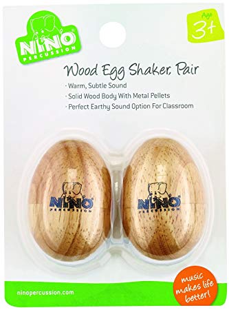 Nino Percussion NINO562-2 Natural Wood Egg Shaker Pair, Small