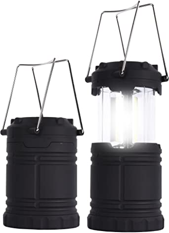 ASAB Battery Operated COB LED Camping Lights | Outdoor Collapsible Tent Lantern | Ideal for Emergency Hiking and Car Maintenance | Hanging Handles Portable Tent Lamp | Twin Pack Camping Lights
