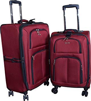 Kemyer 1050 Series 2-PC Expandable Softside Spinner Luggage Set (Red)