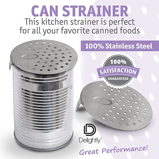 Delightly Can Drainer Strainer Colander Stainless Steel Unique No-Mess Dishwasher Safe Design